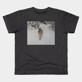 Hare in Winter by Bruno Liljefors Kids T-Shirt